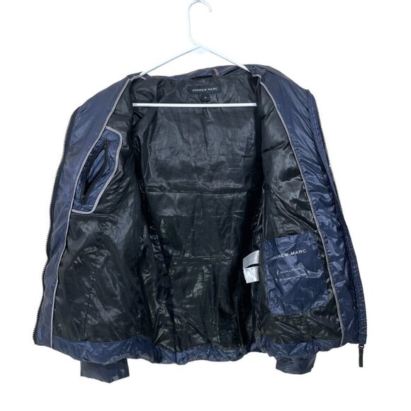 Andrew Marc Jacket Womens XS 650 Fill Power Feather Down Hooded Puffer Coat Navy - Picture 3 of 9